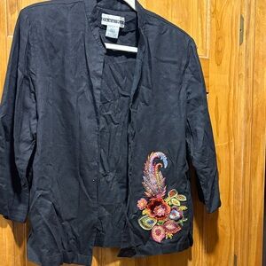 Dana Kay Black Blazer with Colorful Embroidery